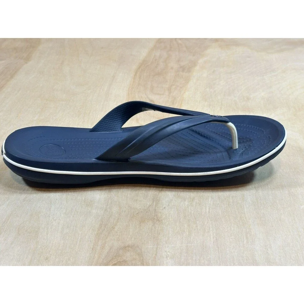 Crocs Crocband Flip Flops Sandals Mens 12 Navy Blue And White